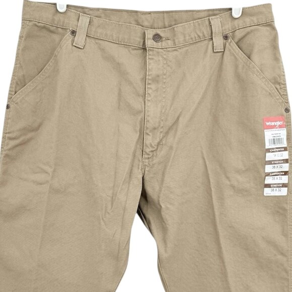 Wrangler Men's Heritage Low Stretch Relaxed Tan Carpenter Pants Size 38x32 NWT - Picture 3 of 11